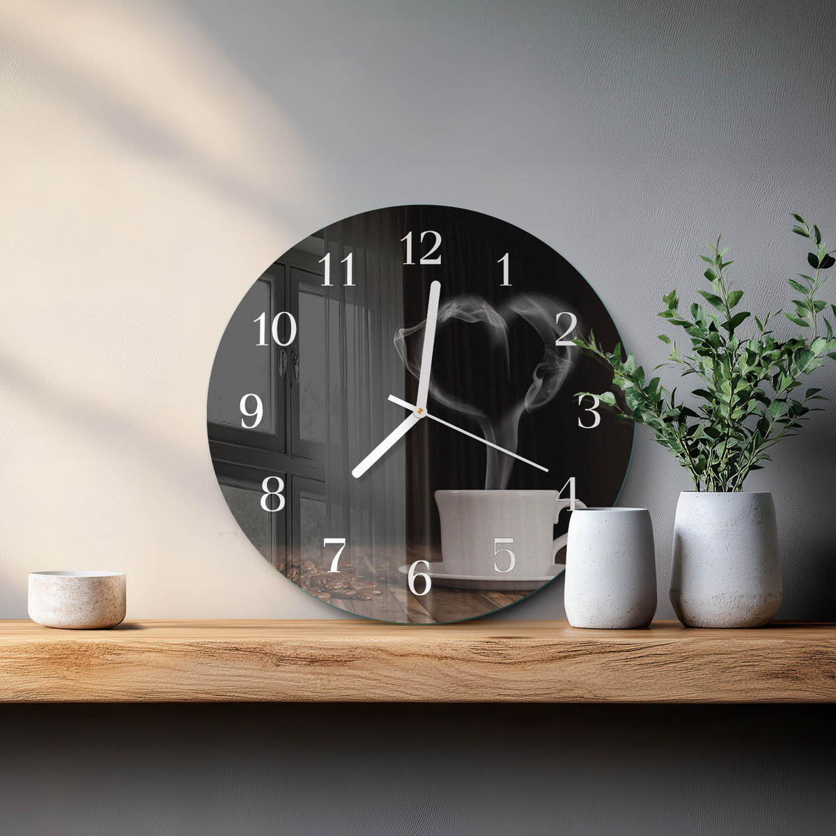 WANDUHR fi30 cm - Kaffee - Braun, Glas (30/30/0.4cm) - TULUP
