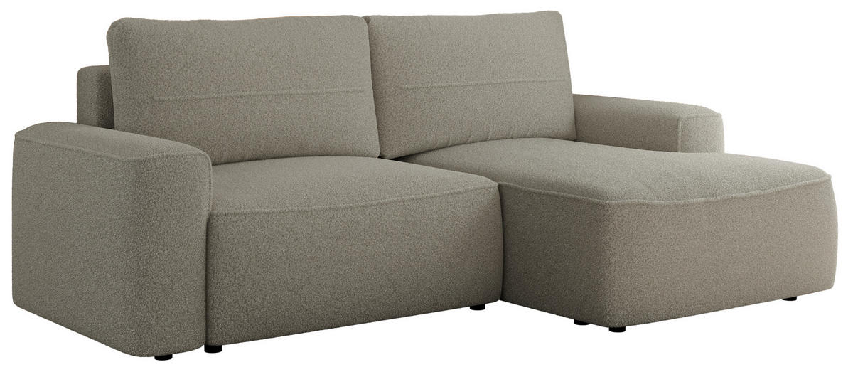 ECKSOFA BELLUNO L Hellgrau Boucle - Rechts - Hellgrau/Schwarz, Textil (233/144cm) - MKS