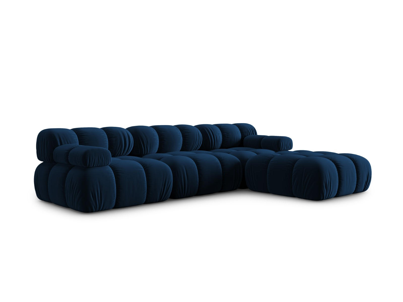 MODULARES-SOFA Bellis aus Samt königsblau 4 Sitzplätze - Blau, Textil (188/63/282cm) - Micadoni