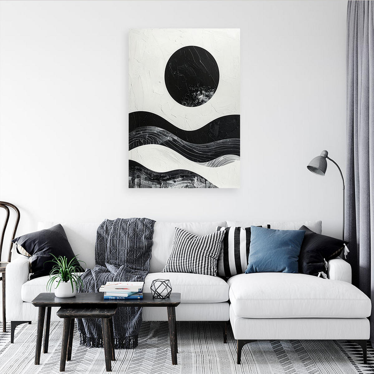 LEINWANDBILD Abstraktion 60x90cm - Schwarz, Textil (60/90cm) - Feeby