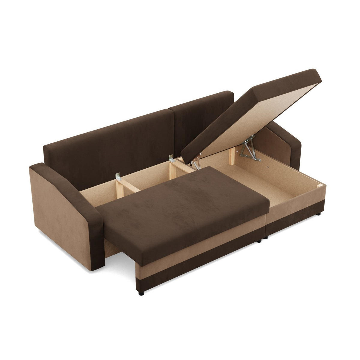 ECKSOFA MIT SCHLAFFUNKTION ORION, Dunkelbraun + Braun - Multicolor, Textil (231/140cm)