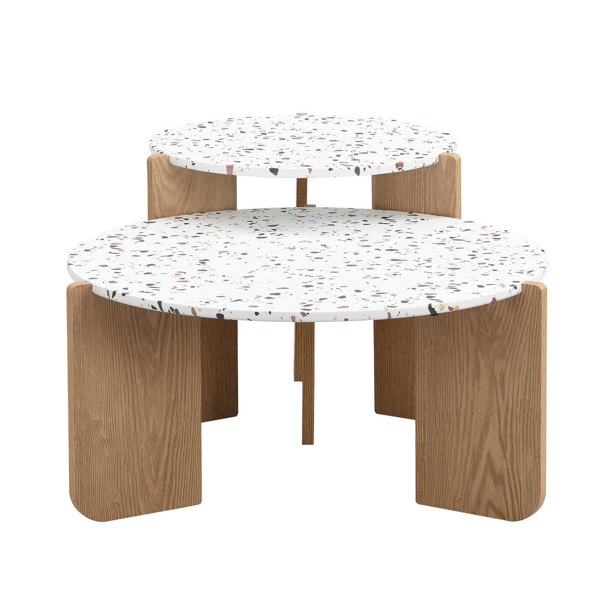 SADA konferenčních stolků 70/70/35 cm přírodní a bílá z MDF v zasouvacím provedení - bílá, kompozitní dřevo (70/70/35cm) - OKWISH