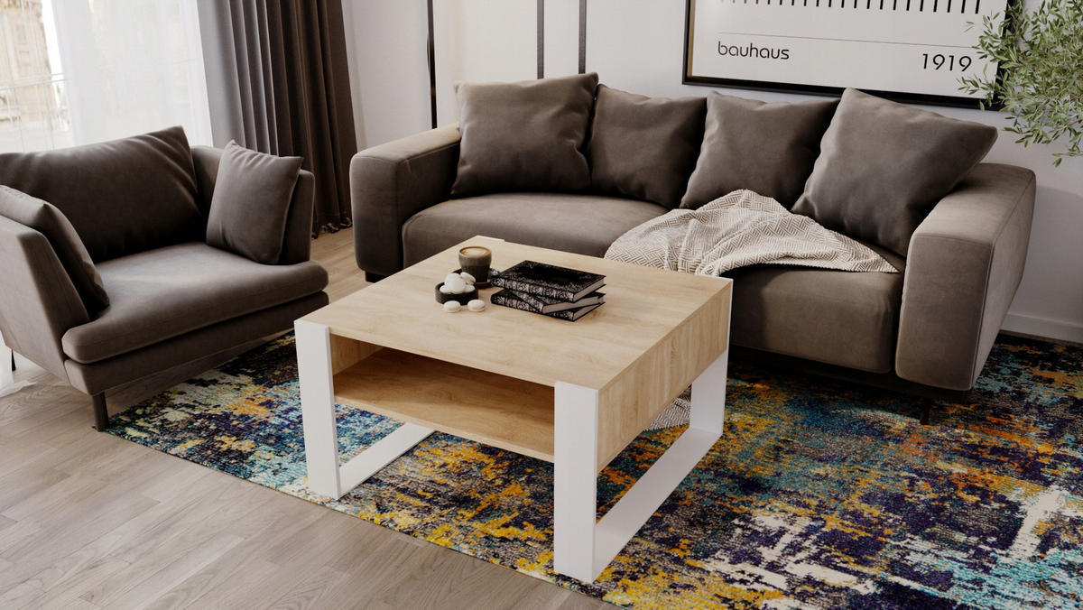 COUCHTISCH Holzwerkstoff rechteckig stabil Sonoma Eiche 45/71.5/68cm - Weiß/Sonoma Eiche, Holzwerkstoff (71.5/68/45cm) - CraftPAK