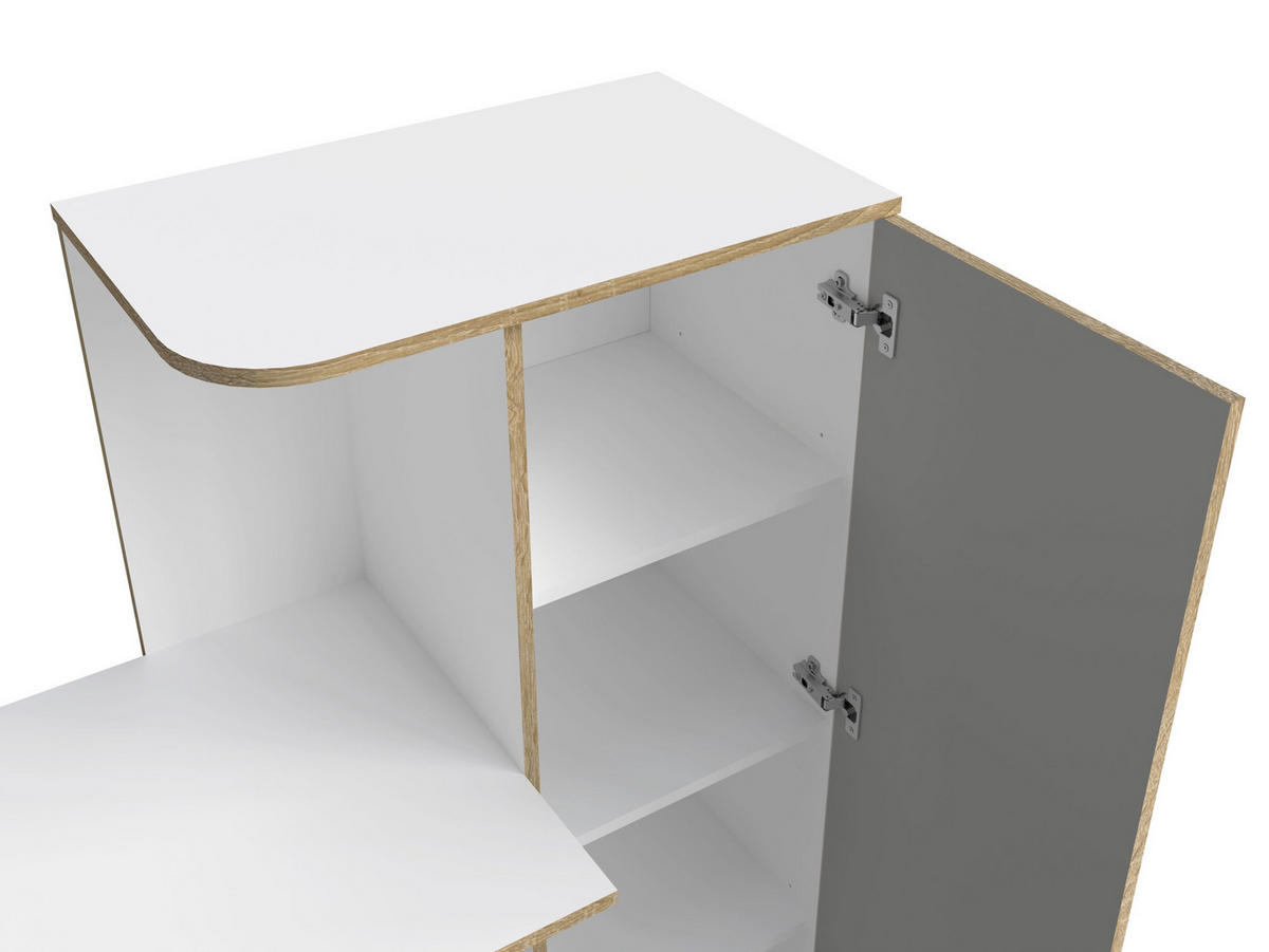 SCHREIBTISCH Weiß, Grau 160/128,5/55 - Weiß/Grau, Holzwerkstoff (55/160/129cm) - RAUMHIRSCH FURNITURE