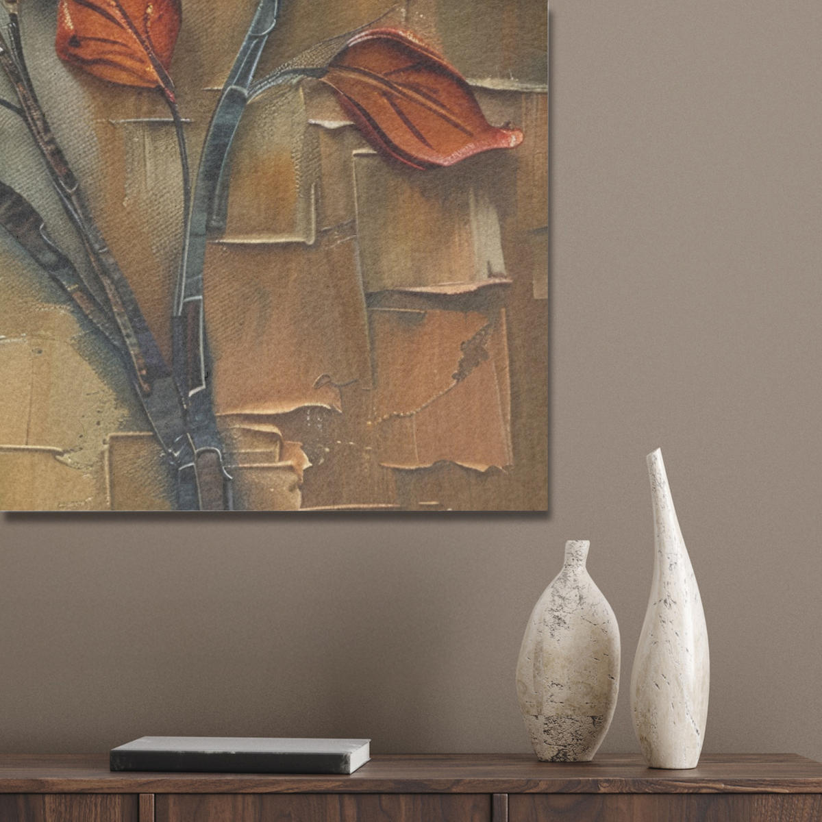 AKUSTIKPANEEL Baum - Abstrakt - Natur - Kunst 90x90 cm - Goldfarben, Textil (90/0.9/90cm) - MuchoWow
