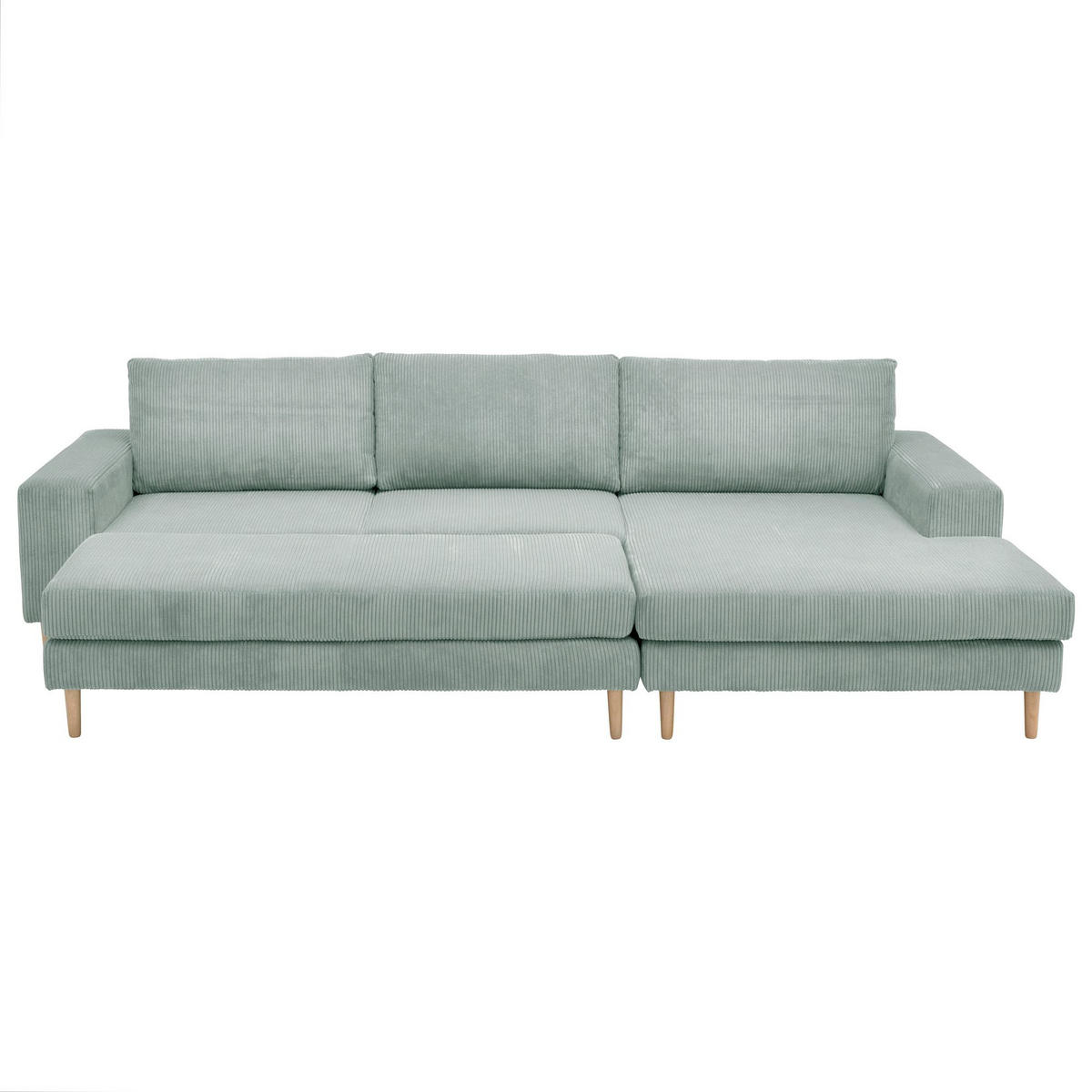 SOFA mit Longchair rechts Kaylynn Cordstoff silber - Silberfarben, Kunststoff (175/294cm) - 58aufmkessel