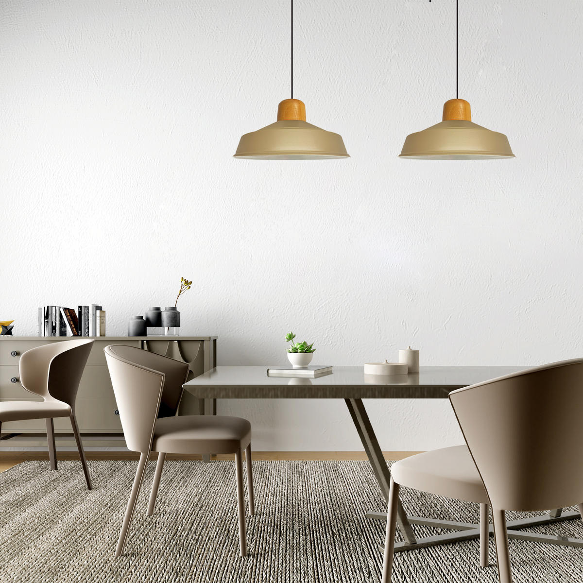 PENDELLEUCHTE Asletl 40/30 cm - Beige, Metall (30/40/20cm) - Bamyum