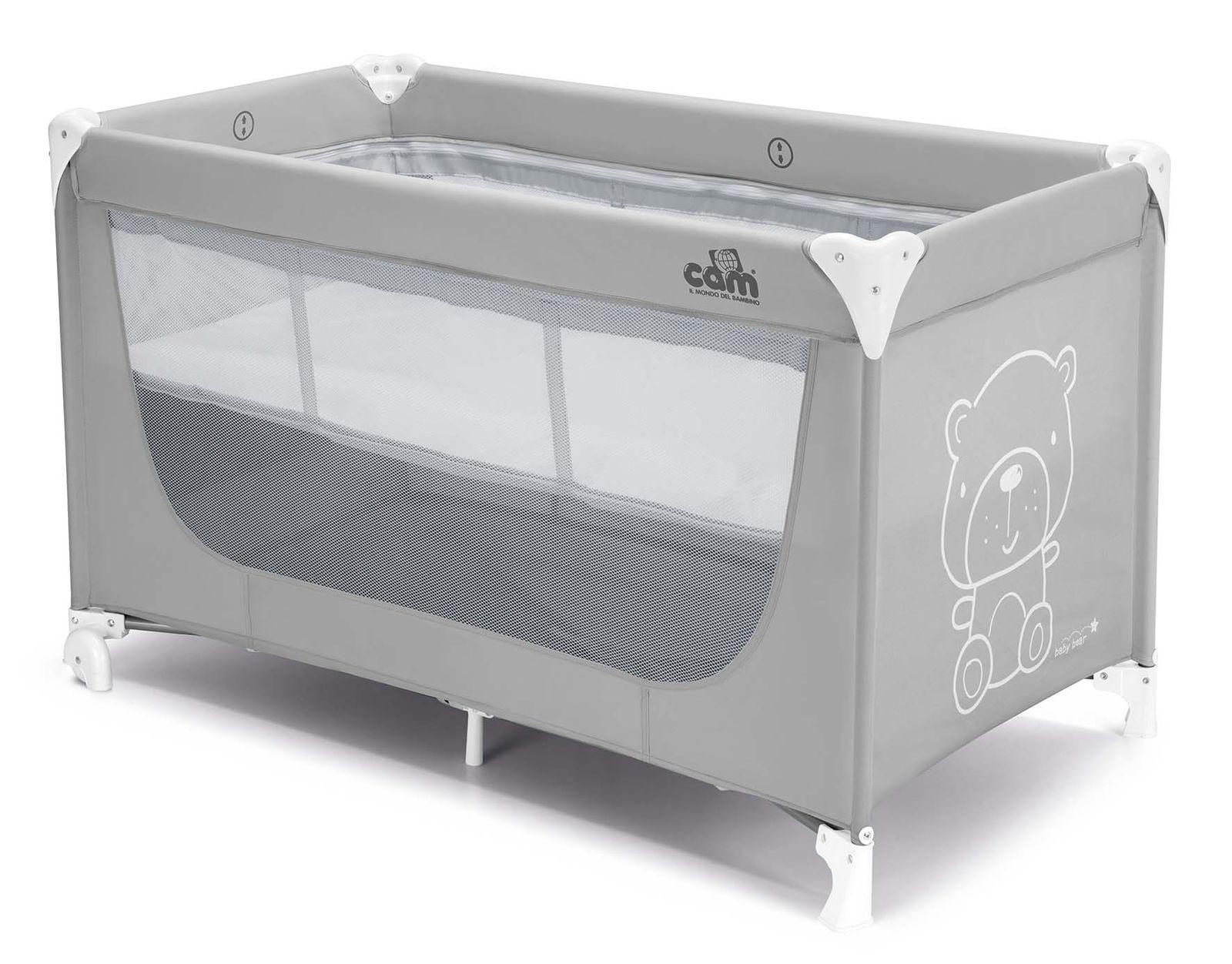 REISEBETT Pisolino | für 0-36 Monate | Teddy Grau | Kinderreisebett inklusive Matratze und Transporttasche - Grau, Textil (21/23/75cm) - Cam il Mondo del Bambino S.p.A.