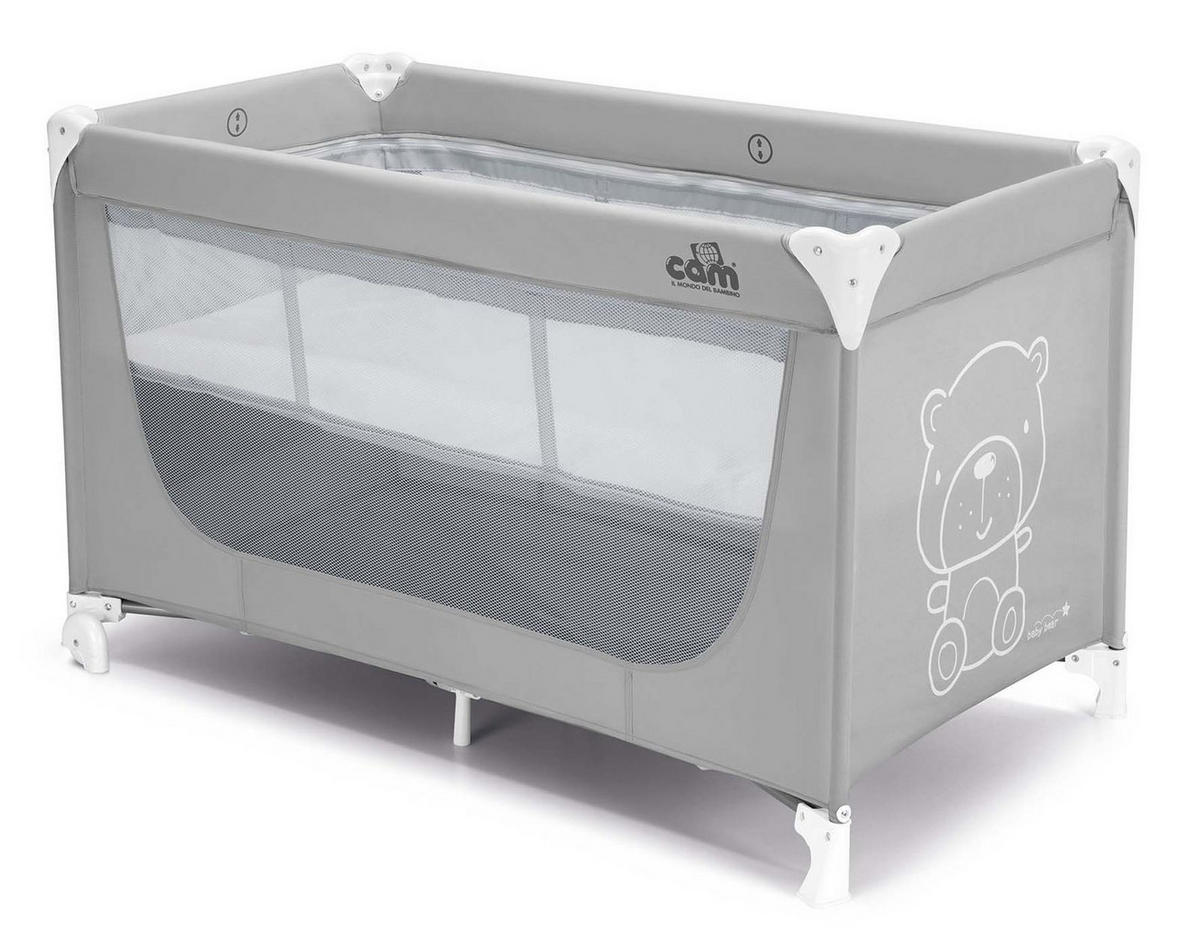 REISEBETT Pisolino | für 0-36 Monate | Teddy Grau | Kinderreisebett inklusive Matratze und Transporttasche - Grau, Textil (21/23/75cm) - Cam il Mondo del Bambino S.p.A.