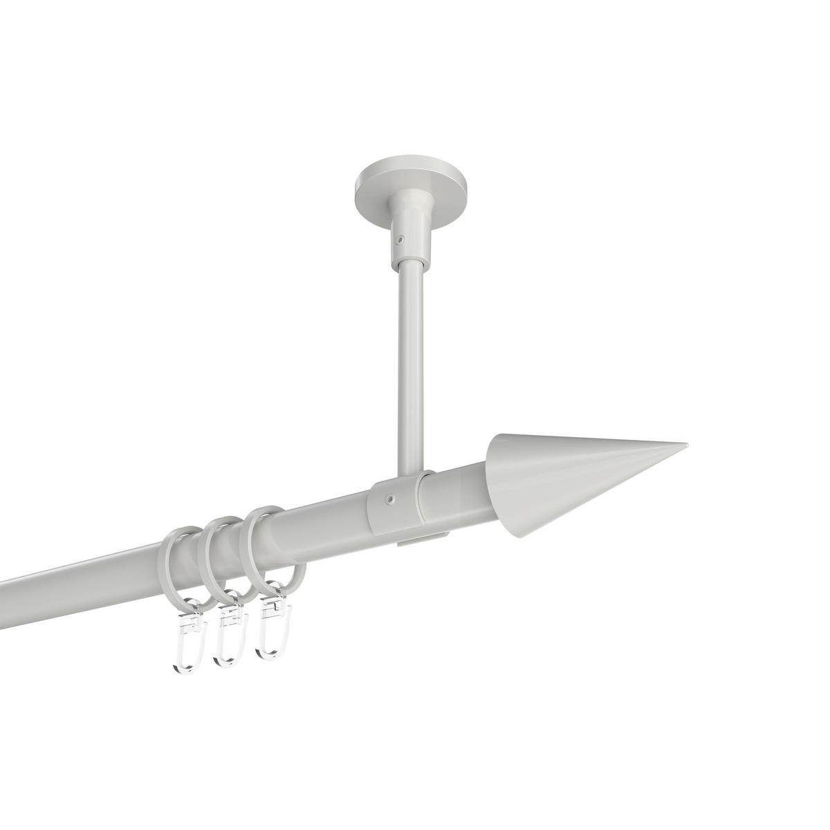GARDINENSTANGEN-SET Sonette Savio 480 cm (geteilt in 3 x 160 cm), 1-läufig, 20 mm Ø Weiß - Weiß, Metall (480cm) - INTERDECO