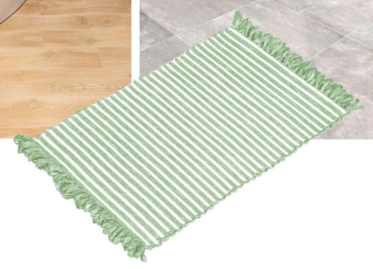 HANDGEWEBTER Läufer 50x70 cm Lindgrün - Hellgrün, Naturmaterialien/Textil (50/70cm) - Lashuma