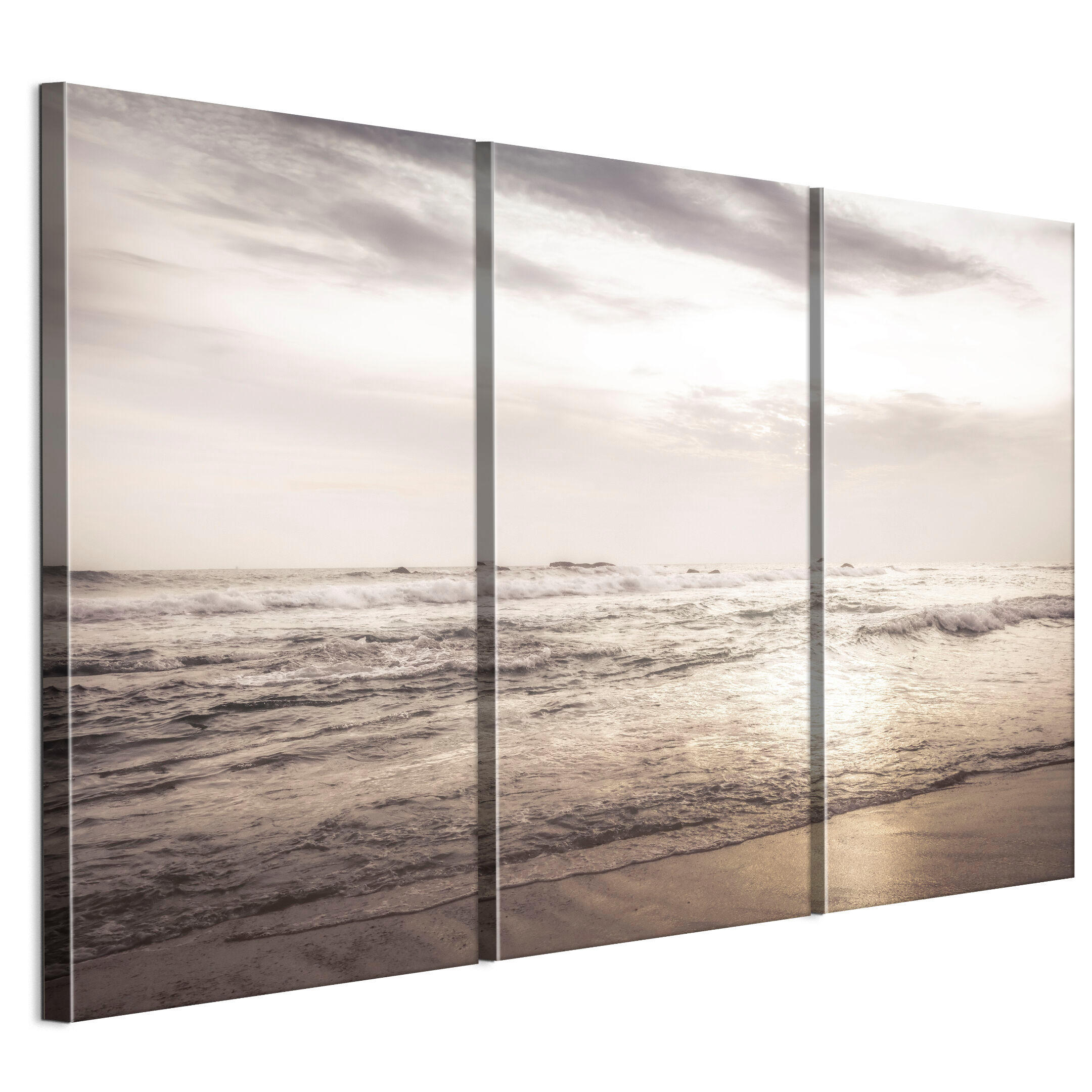 LEINWANDBILD Strand 3-tlg. 90x60 cm - Multicolor, Holz (90/60cm) - LUMASOUL