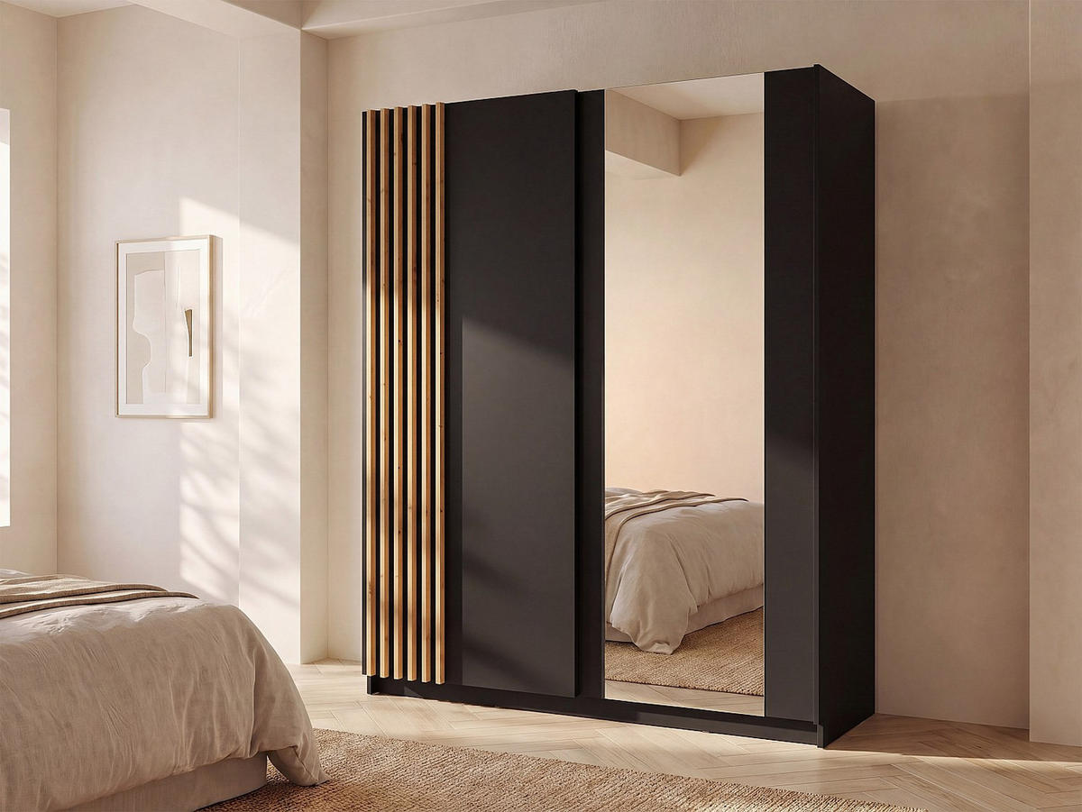 KLEIDERSCHRANK - 200.2 cm x 62 cm - holz - schwarz Calela - Schwarz, Holz (200.2/198.5/62cm) - Vente-Unique