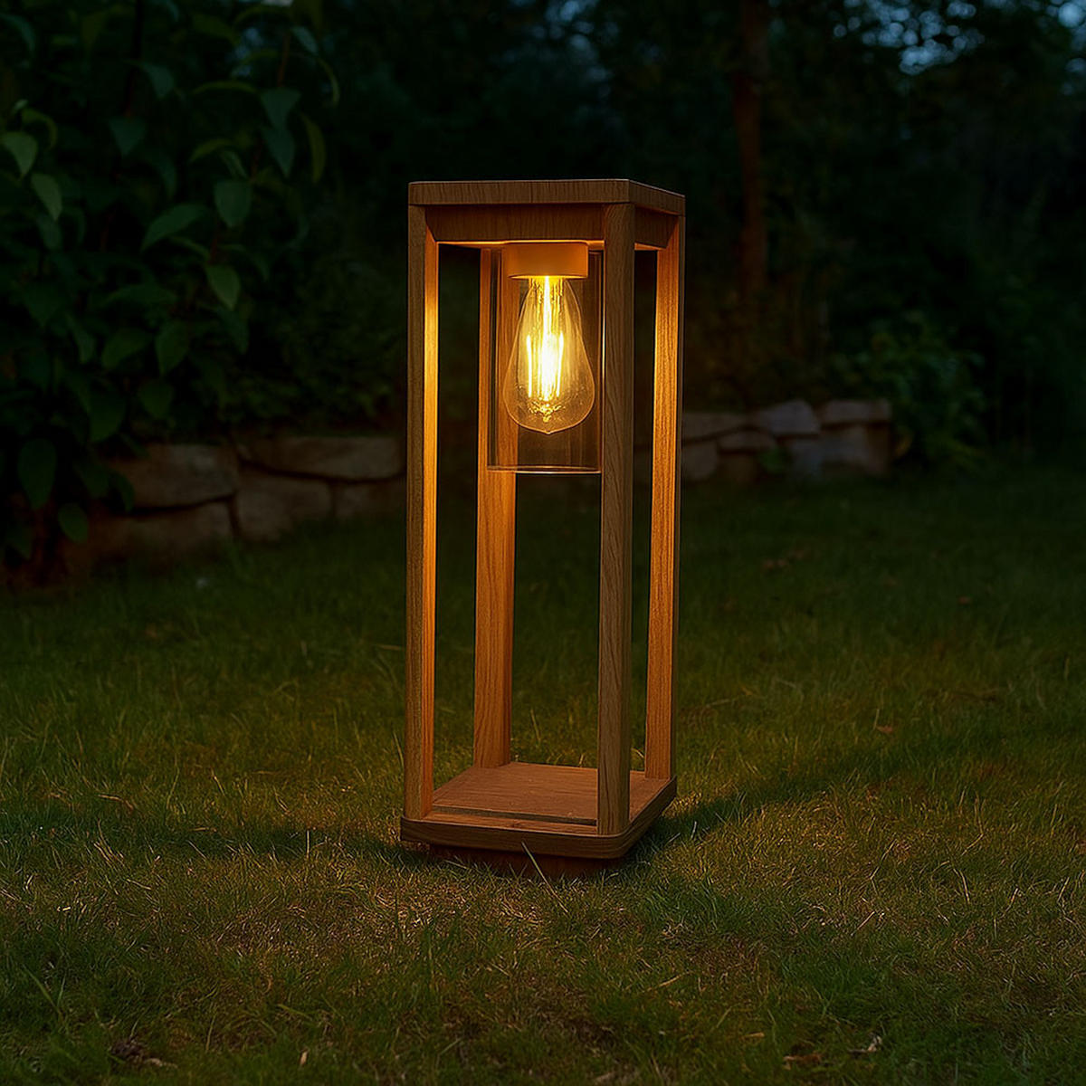 LED SOCKELLEUCHTE Aluminium Holzoptik Braun - Braun, Metall (15/15/50cm) - Globo Lighting