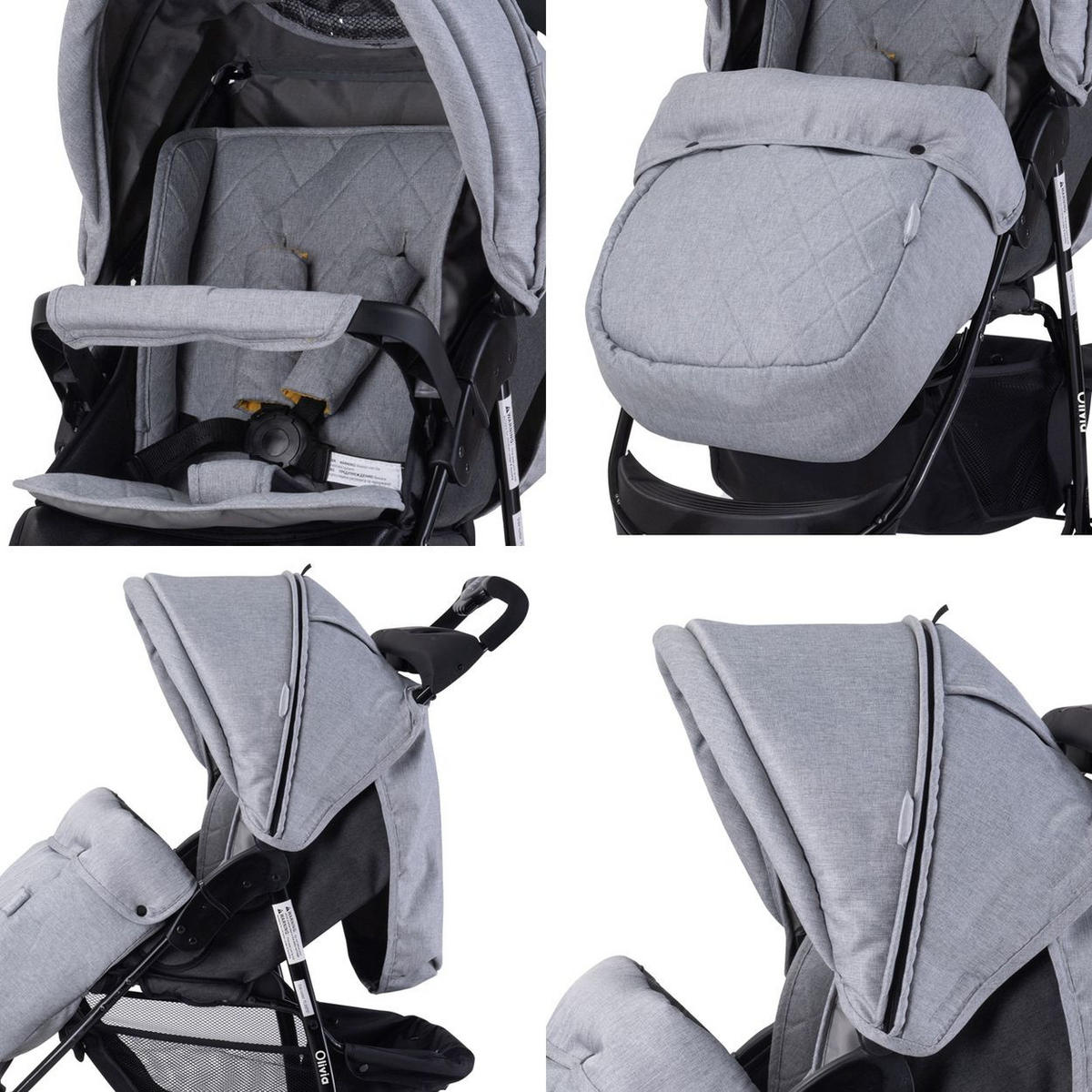 BUGGY Olivia grau Zubehörbox, Fußabdeckung, verstellbar, Korb - Grau, Metall (80/49/100cm) - Lorelli