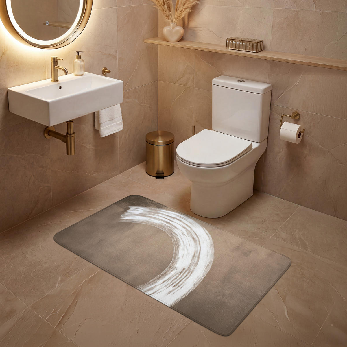 WC PŘEDLOŽKA Barva - hnědá - Japandi 120x60 cm - barva mokka, textil/plast (120/1cm) - OnlyWow