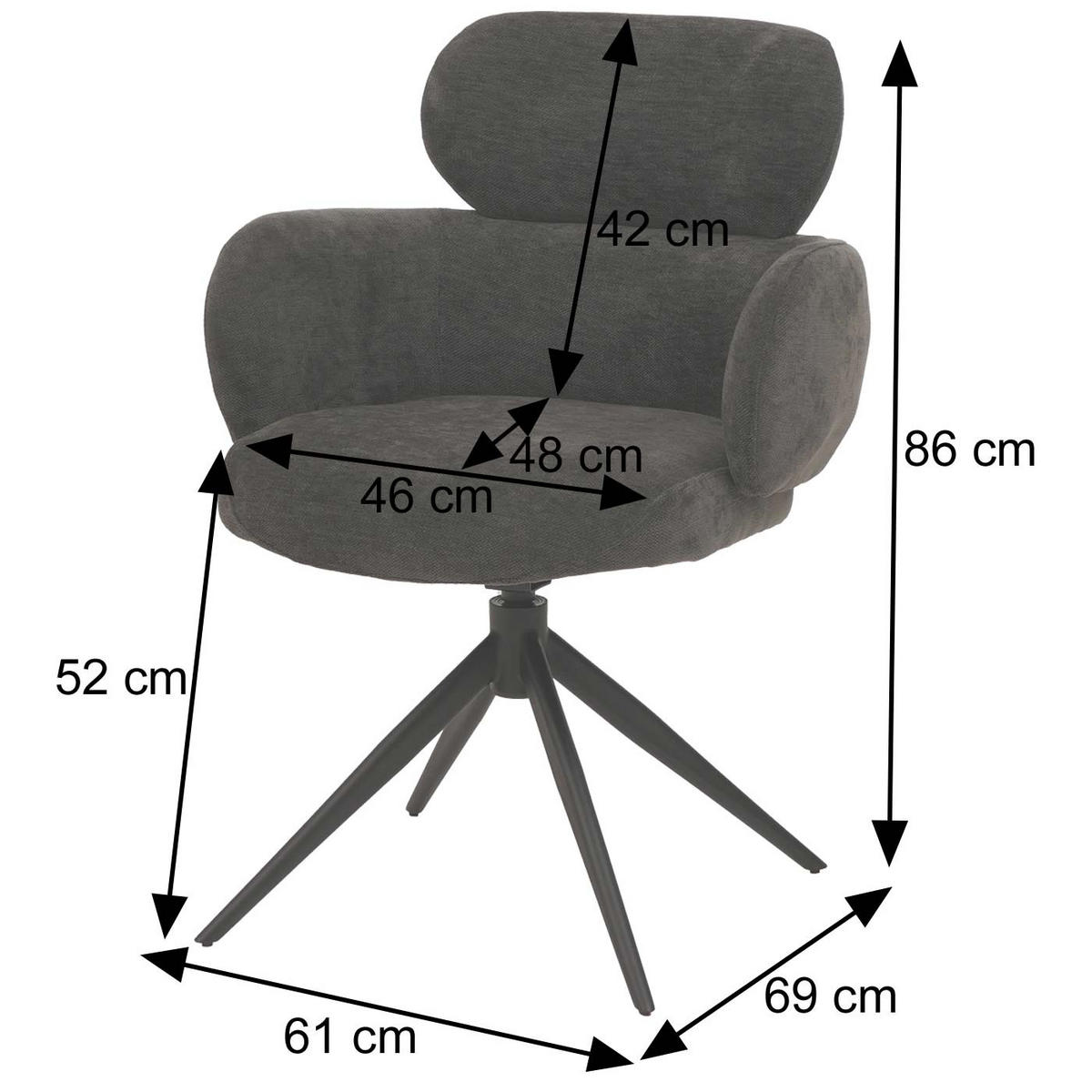 ESSZIMMERSTUHL Grau, Blau - Blau/Grau, Textil (61/86/69cm) - MCW