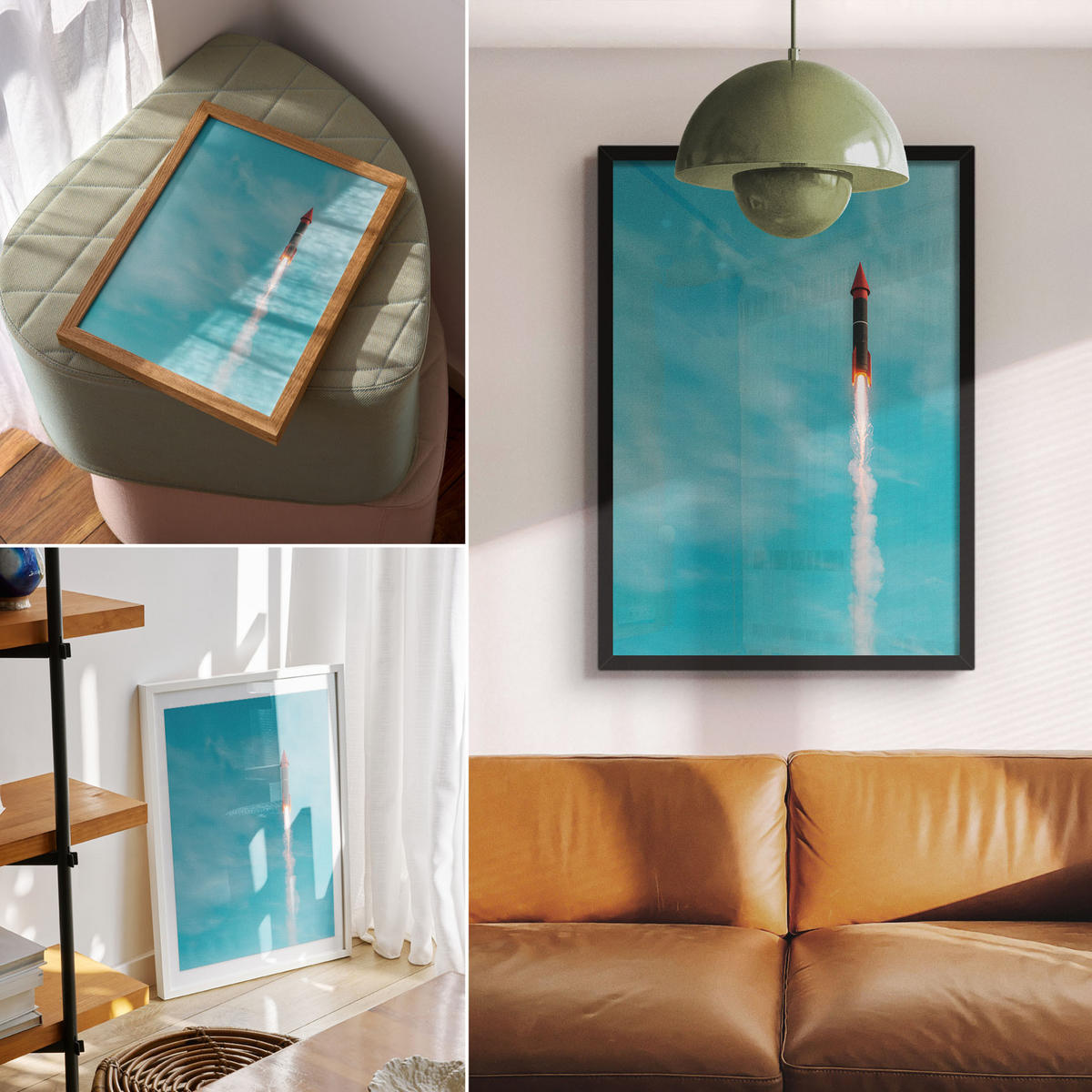 POSTER - 21x29 cm - Gomuno - Rakete am Himmel - Blau, Textil (21/29.7/0.1cm) - TULUP