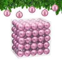 100XWEIHNACHTSKUGELN - Rosa, Kunststoff (6/7/6cm) - Relaxdays