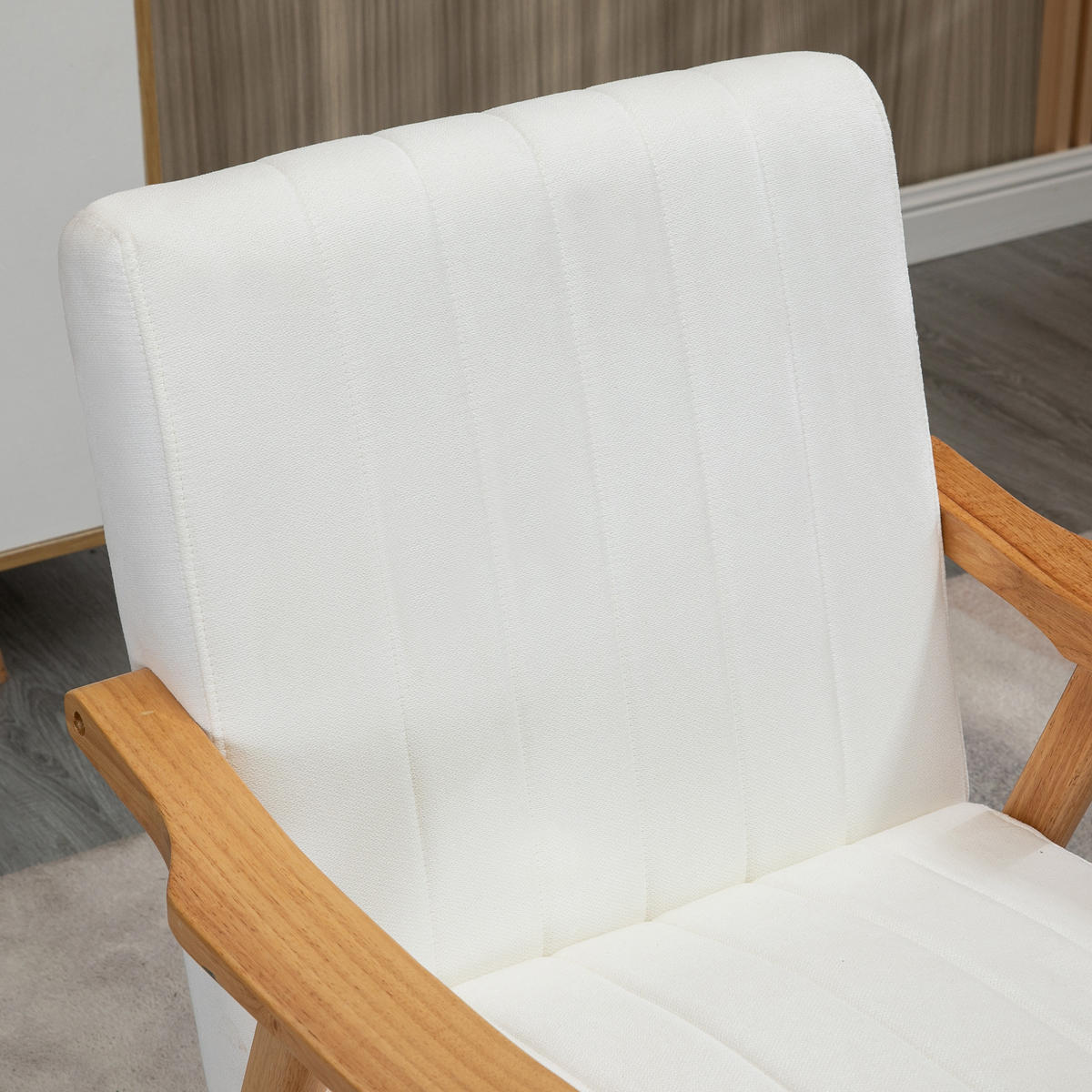 POLSTERSESSEL Wohnzimmersessel mit Armlehnen Kautschukbaumholz Farbe: Creme - Creme, Kunststoff (74/82/68cm) - HOMCOM