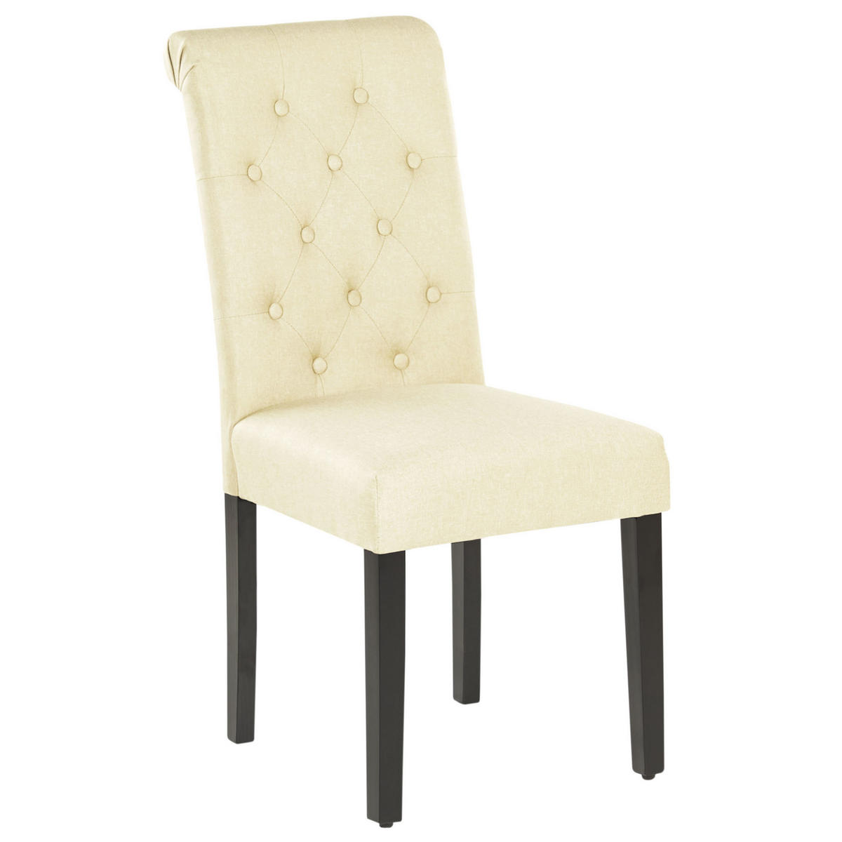 STUHL 2er-Set Polsterbezug Beige Velva - Beige/Schwarz, Holz/Textil (46/98/48cm) - Beliani