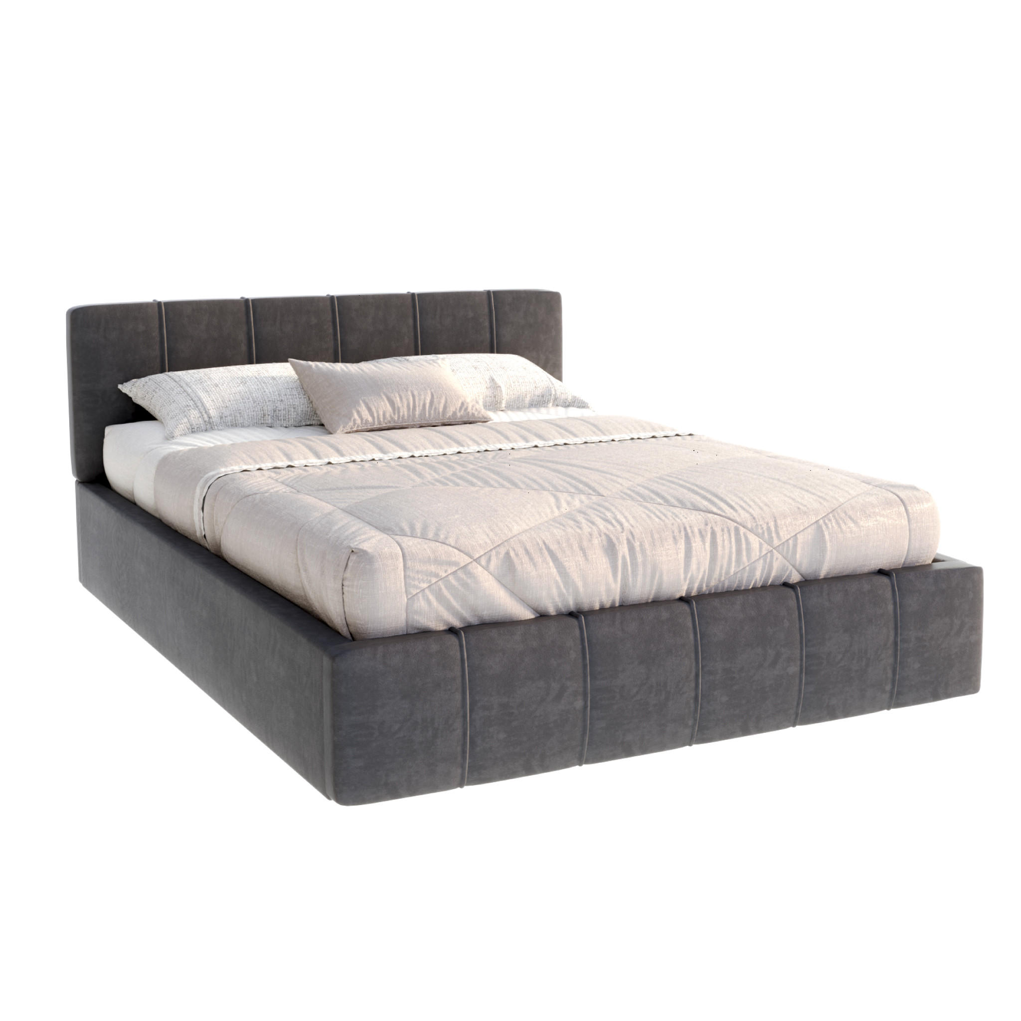 POLSTERBETT FLORIDA - Graphitfarben, Holzwerkstoff/Metall (140/200cm) - FDM