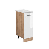 APOTHEKERSCHRANK R-Line Weiß Hochglanz 30 cm AP Marmor - Honigeiche/Weiß Hochglanz, Holzwerkstoff (30/81.6/60cm) - Vicco