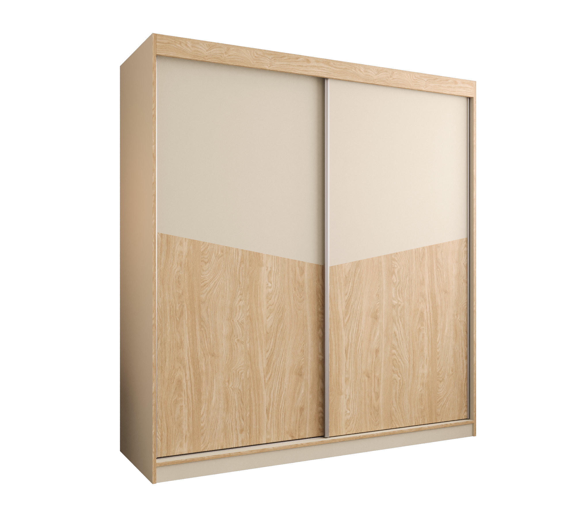SCHIEBETÜRENSCHRANK DUBLIN 200, 2-türig Kleiderschrank, Moderne Garderobe, Schrank in Größe: 200 x 215 x 65 cm - Beige/Braun, Holzwerkstoff (200/215/65cm) - O-Sofa