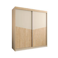 SCHIEBETÜRENSCHRANK DUBLIN 200, 2-türig Kleiderschrank, Moderne Garderobe, Schrank in Größe: 200 x 215 x 65 cm - Beige/Braun, Holzwerkstoff (200/215/65cm) - O-Sofa