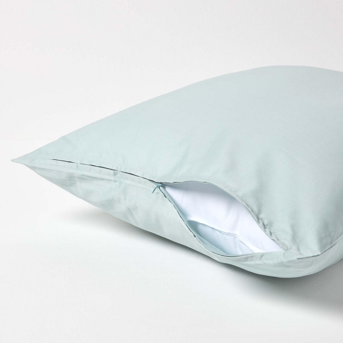 BIO-KISSENBEZUG Satin, Fadendichte 400 - Hellblau, Textil (60/60cm) - Homescapes