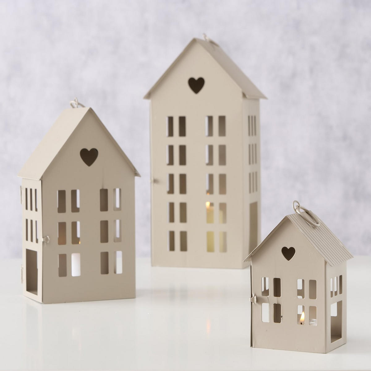 DEKOLATERNE in Hausform Alamo - Beige, Metall (13/35/17cm) - Boltze Home