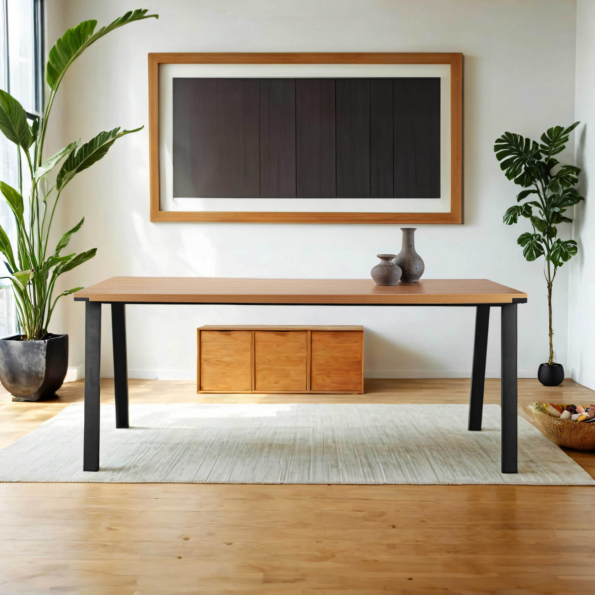 ESSTISCH 180 cm, Holz - Eichefarben, Holz (180/90/75cm) - Oviala