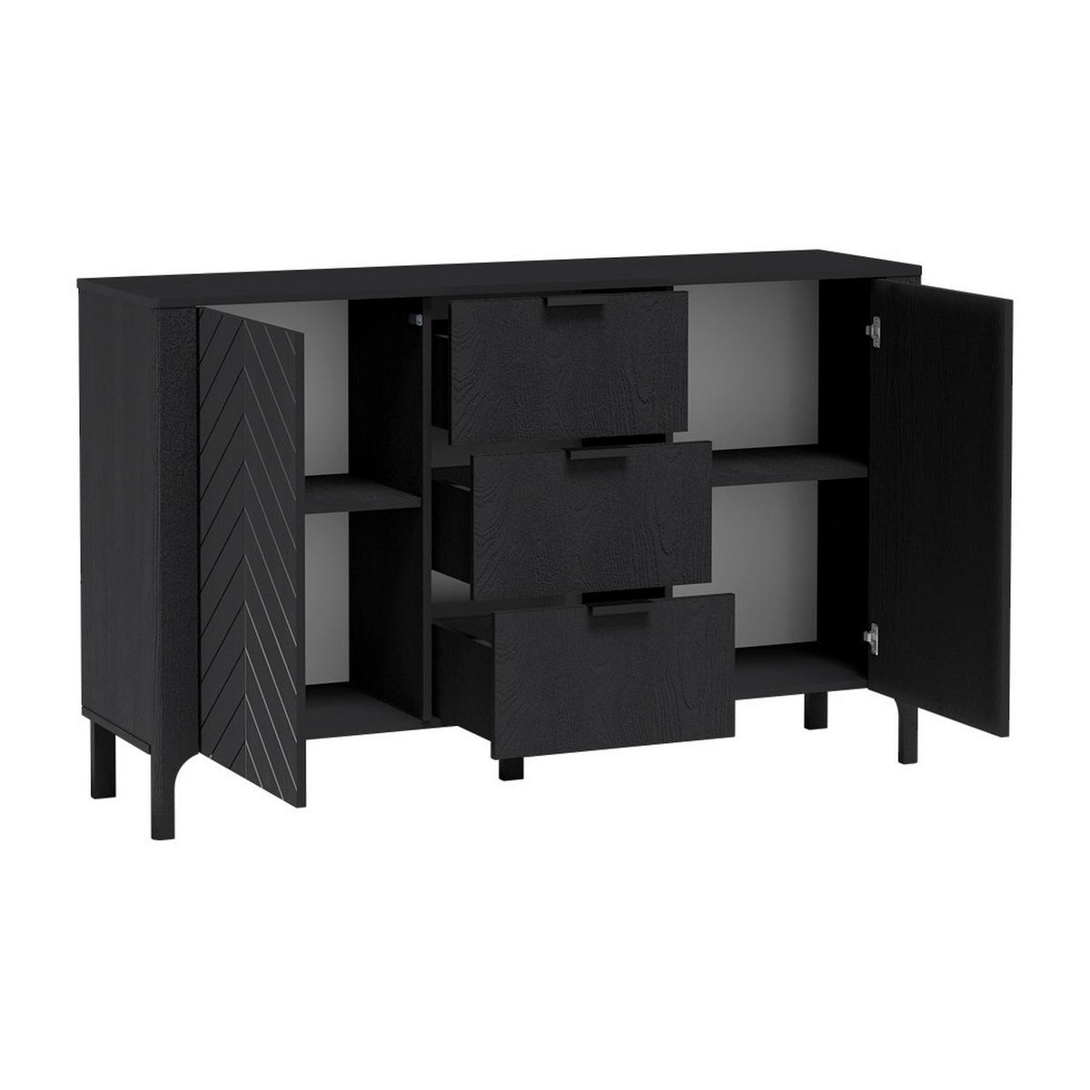 KOMMODE Malumi MM-1 153 x 95 x 40,5 cm Schwarz Paintflow - Schwarz, Holzwerkstoff/Metall (153/95/40.5cm) - Koseto