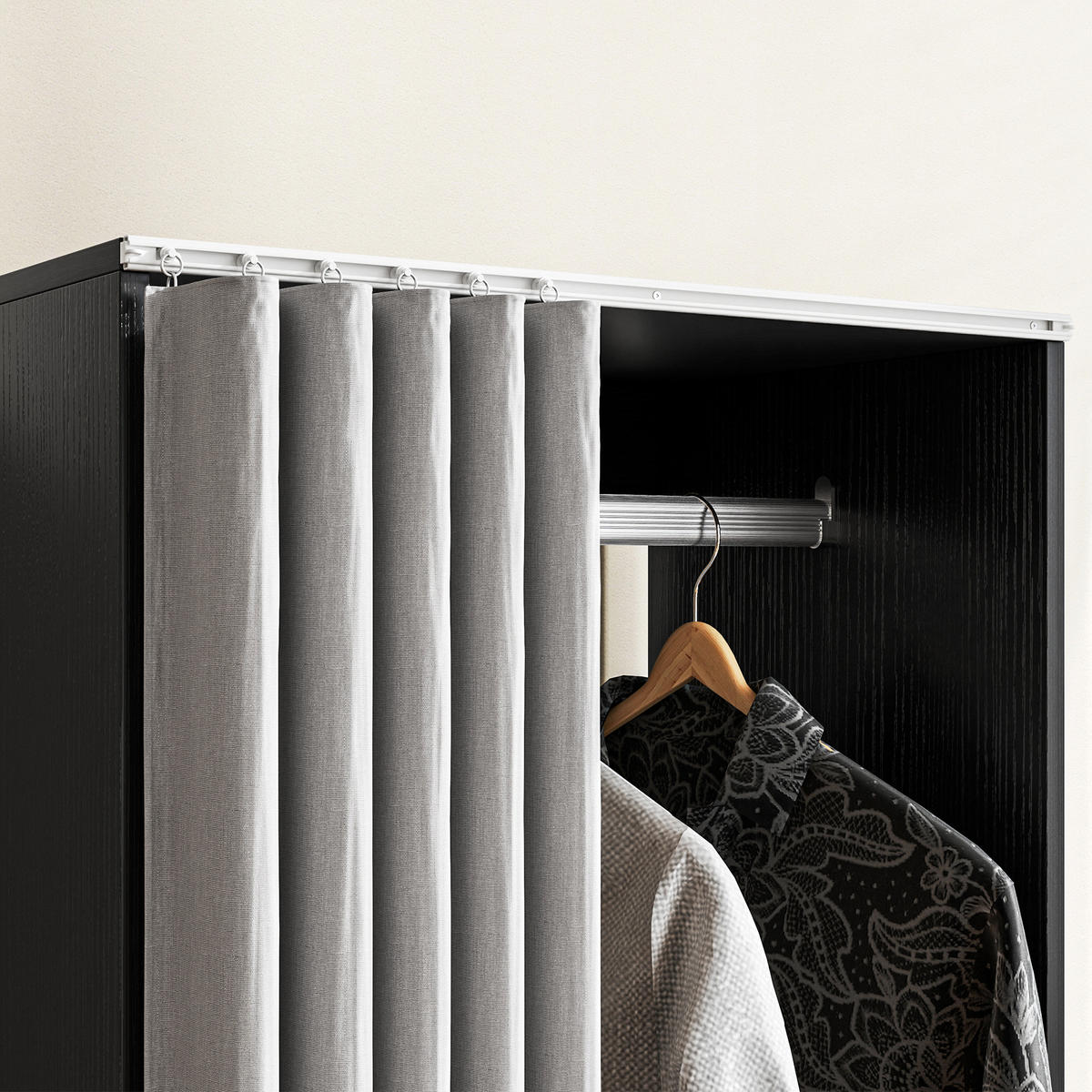 KLEIDERSTÄNDER DE-17185 mit Kleiderstange & 2 Fächern, Rollen Schwarz - Schwarz, Holzwerkstoff (60/128/40cm) - ComfortXL