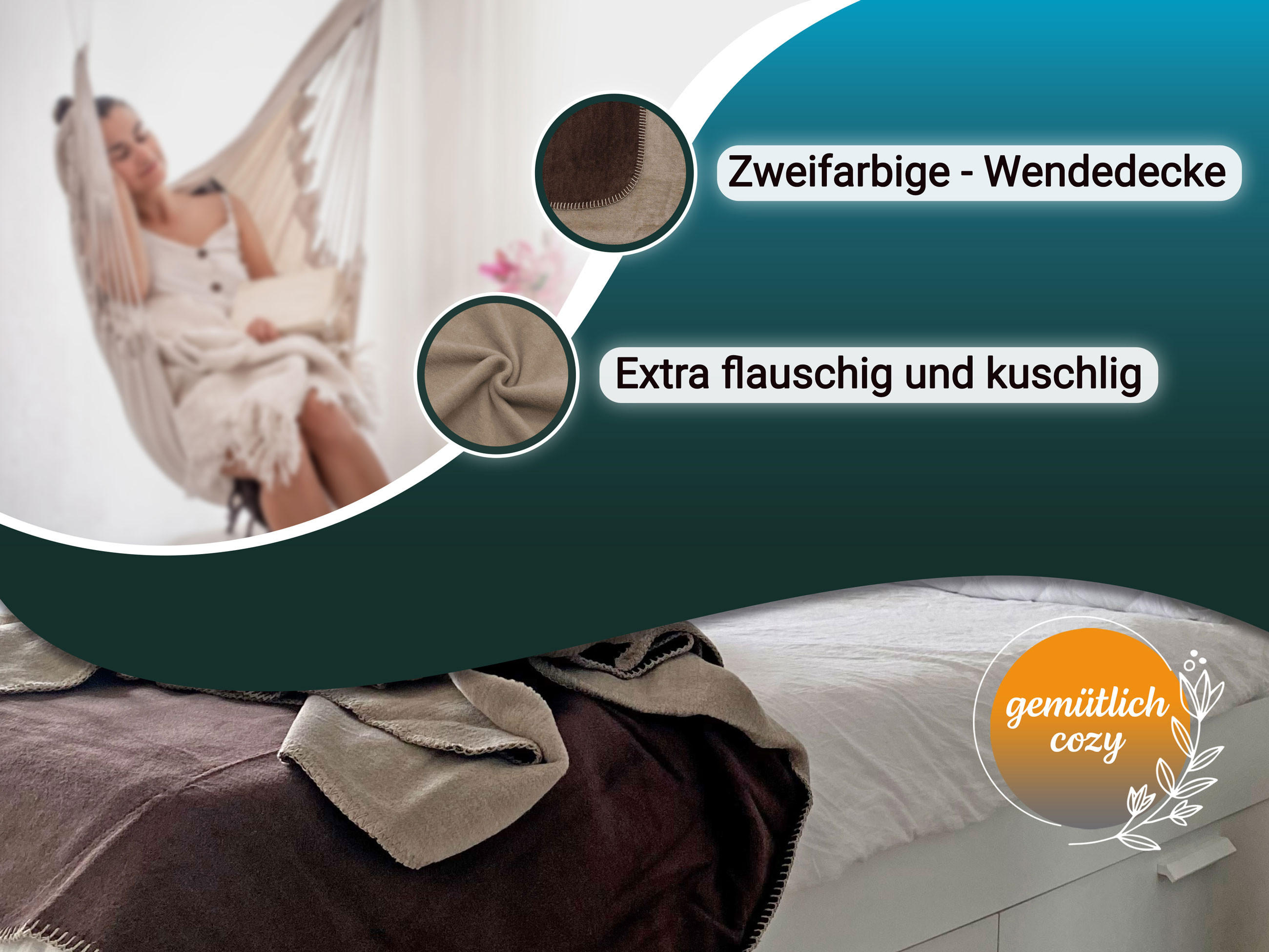 KUSCHELDECKE, 150x200 cm, 60% Baumwolle, 40% Polyacryl, Braun - Dunkelbraun, Naturmaterialien (150/200cm) - Zollner