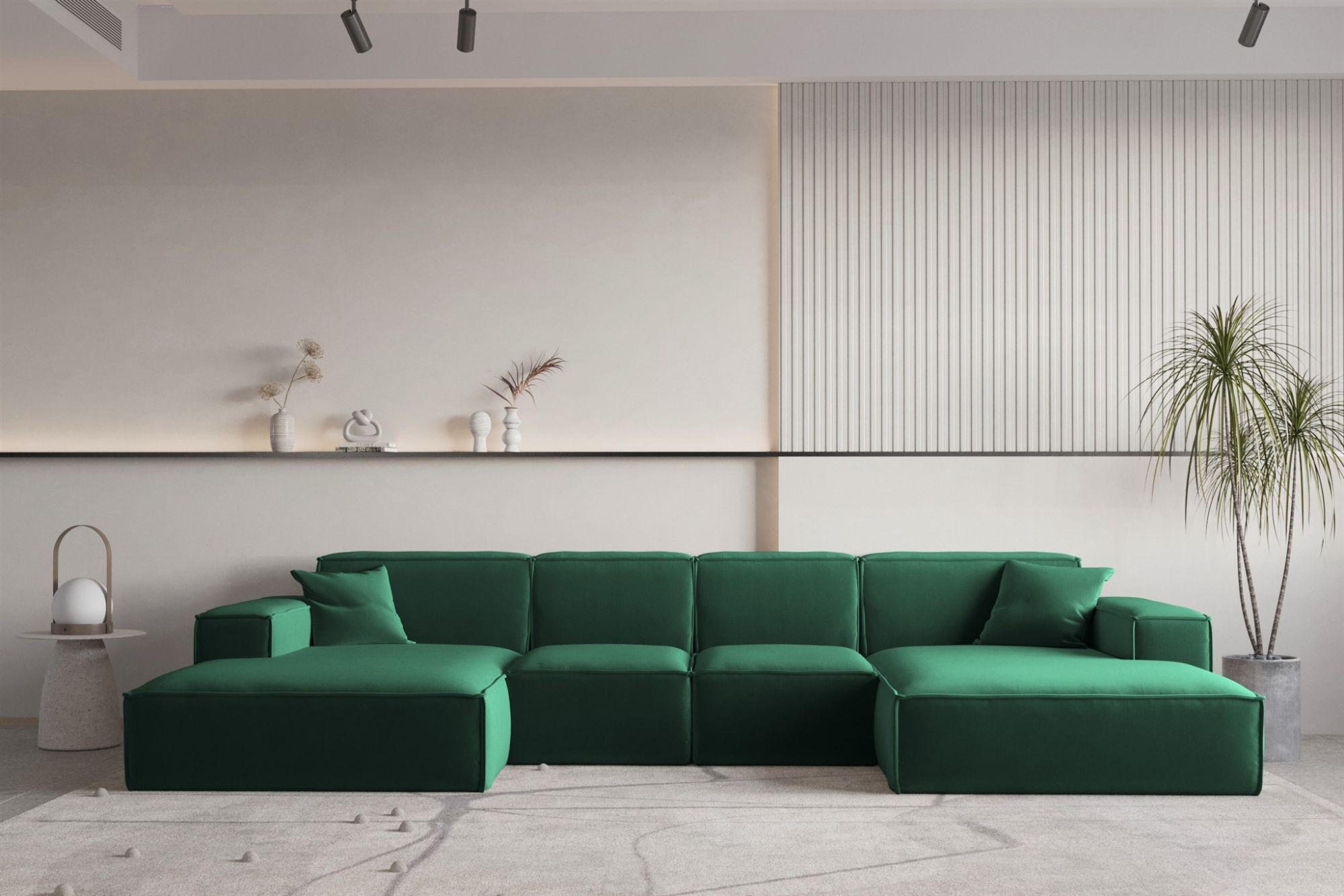 WOHNLANDSCHAFT Celes Premium Xs Opera - Grün, Holzwerkstoff/Textil (342/73/165cm) - Fun Möbel