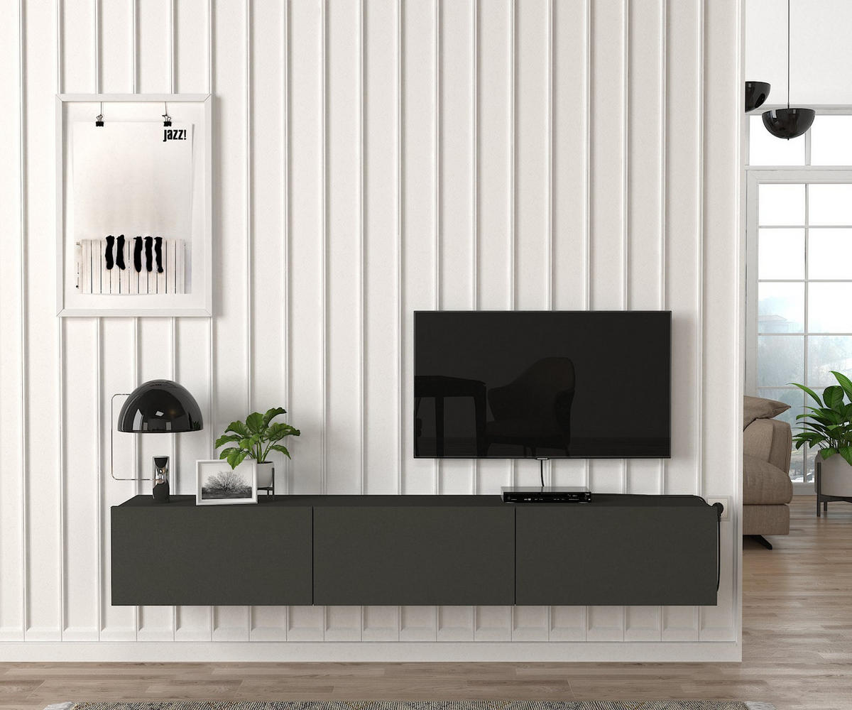 TV-LOWBOARD Hängend Damla Anthrazit - Anthrazit, Holzwerkstoff (180/29.5/29.5cm) - moebel17