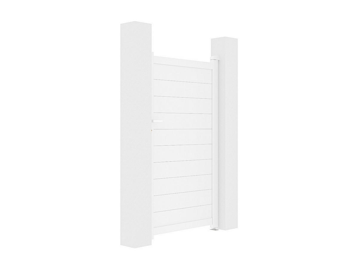 GARTENTOR Flügeltor - 103 x 181 cm - voll - Aluminium - Weiß - NAZARIO - Weiß, Metall (100/176cm) - Vente-Unique