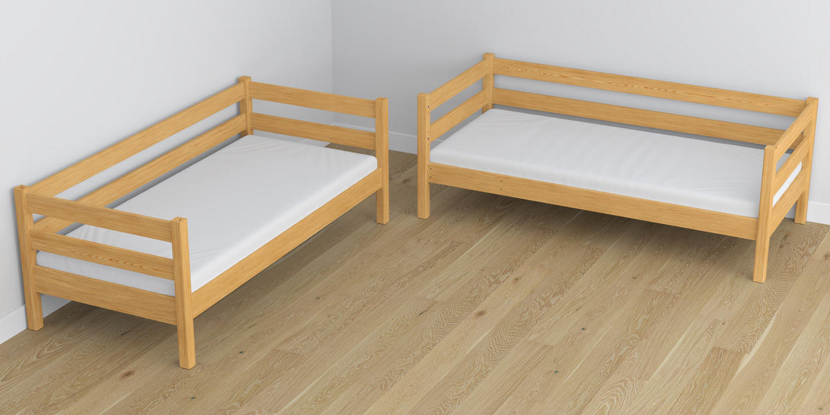 ETAGENBETT N01 mit Matratzenschublade Naturkiefer 90/180 - Hellbraun/Braun, Naturmaterialien/Holz (90/180cm) - N-Wood