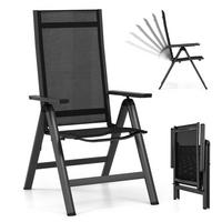 GARTENSTUHL Schwarz - Schwarz, Metall (58/112/70cm) - COSTWAY
