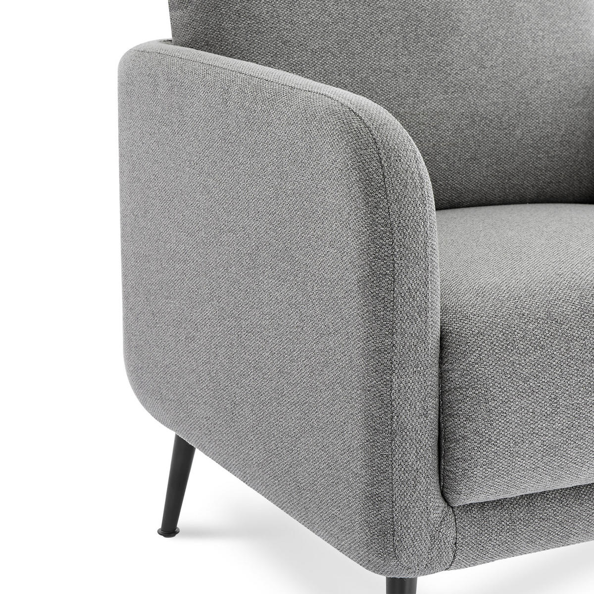 DESIGNER-SESSEL Emma aus hellgrauem Stoff - Hellgrau/Schwarz, Holz/Holzwerkstoff (71/81/75cm) - Sicaan