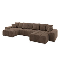 WOHNLANDSCHAFT ENIL-U 390x175x84 Braun Velours - Braun, Holzwerkstoff/Kunststoff (390/84/175cm) - ALTDECOR