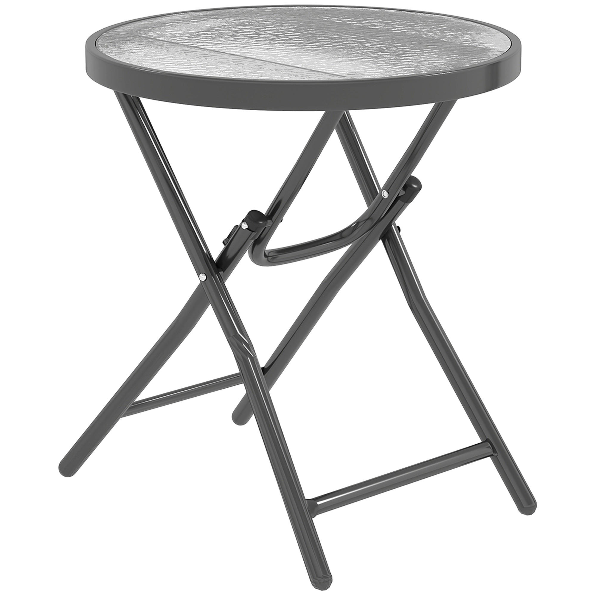 BALKONTISCH DE-14141 klappbar, rund, 60x50 cm Schwarz - Schwarz, Metall (60/60/50cm) - ComfortXL