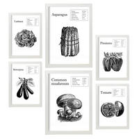 POSTER Set Mit 6 Gemüse Sammlung A3 & A4 Weißer Rahmen - Weiß, Papier (29/3cm) - Nacnic