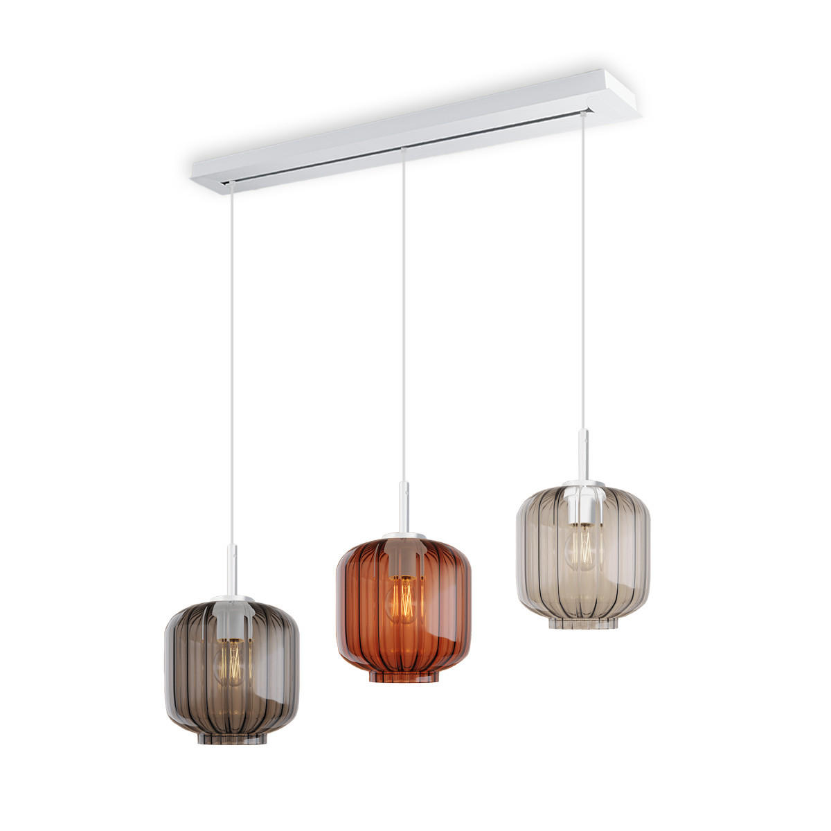HÄNGELEUCHTE Velo 3-flammig Mehrfarbig Ø 20cm - Multicolor/Weiß, Glas (20/20/20cm) - s.luce