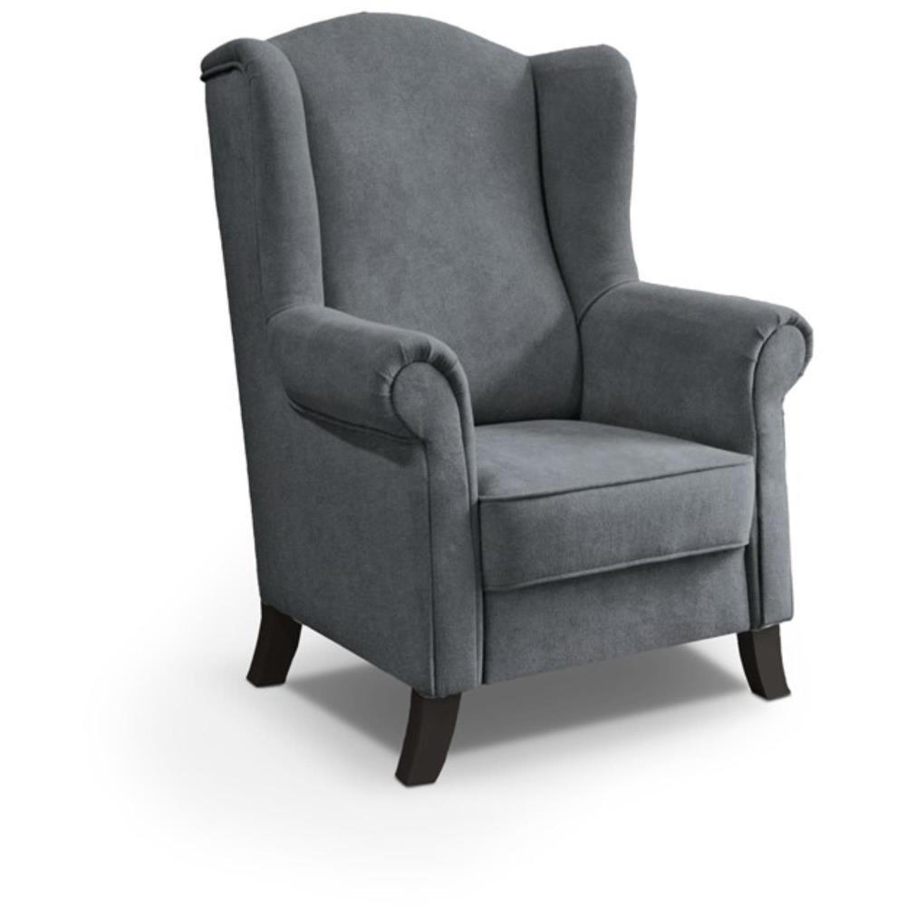 OHRENSESSEL Leonardo grau - Wengefarben/Grau, Holz/Textil (88/118/86cm) - Beautysofa