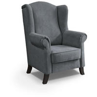 OHRENSESSEL Leonardo grau - Wengefarben/Grau, Holz/Textil (88/118/86cm) - Beautysofa