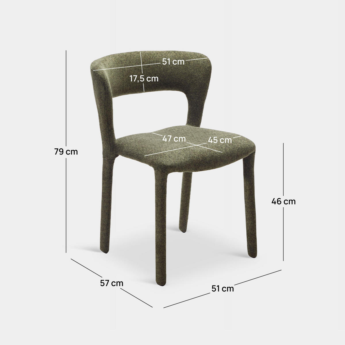 ESSZIMMERSTUHL Revan Grün 53 cm x 77 cm 4er-Set - Grün, Textil (53/77/57cm) - Klast Home