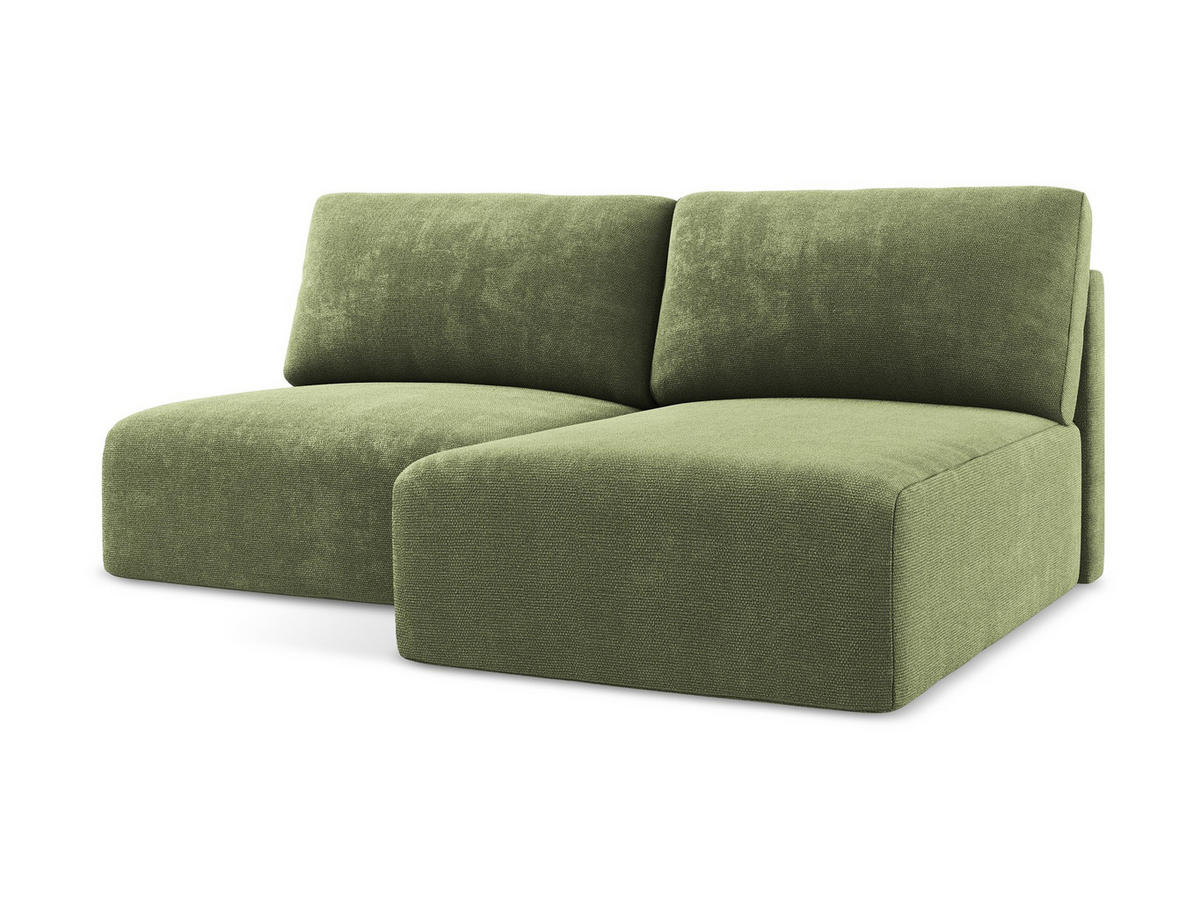 ECKSOFA mit Schlaffunktion rechts Chenille Stoff Grün - Schwarz/Grau, Kunststoff/Textil (210/149cm) - Makamii