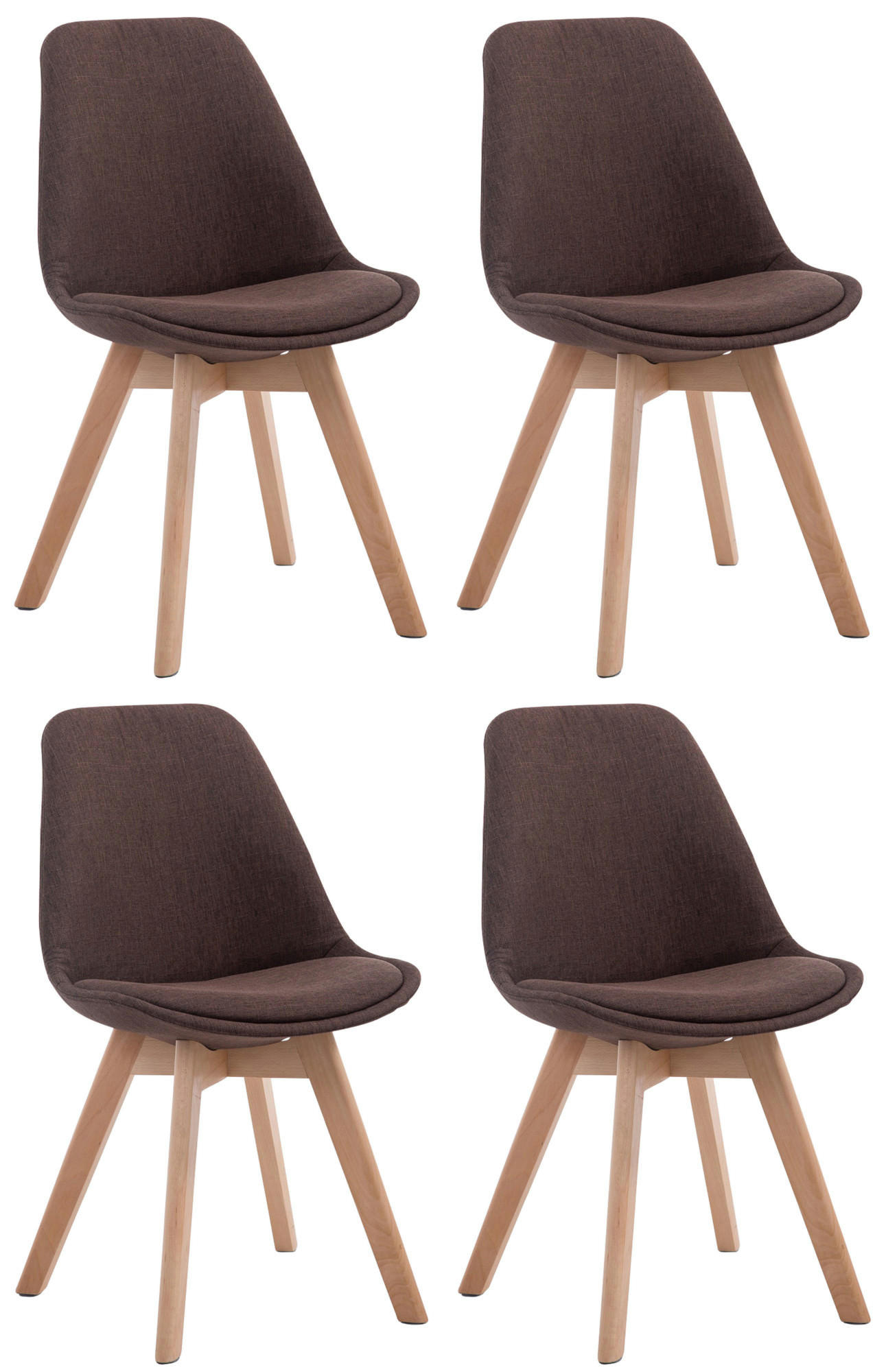 STUHL 4er Set Stoff braun - Eukalyptusholzfarben/Braun, Holz/Textil (48/84/55cm) - CLP